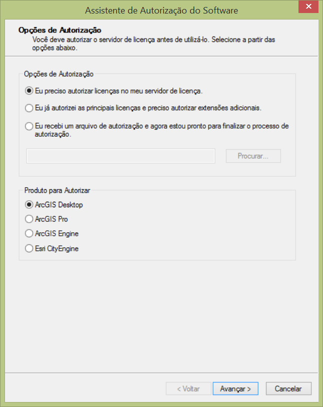 Autorização do ArcGIS Desktop Concurrent Use Offline