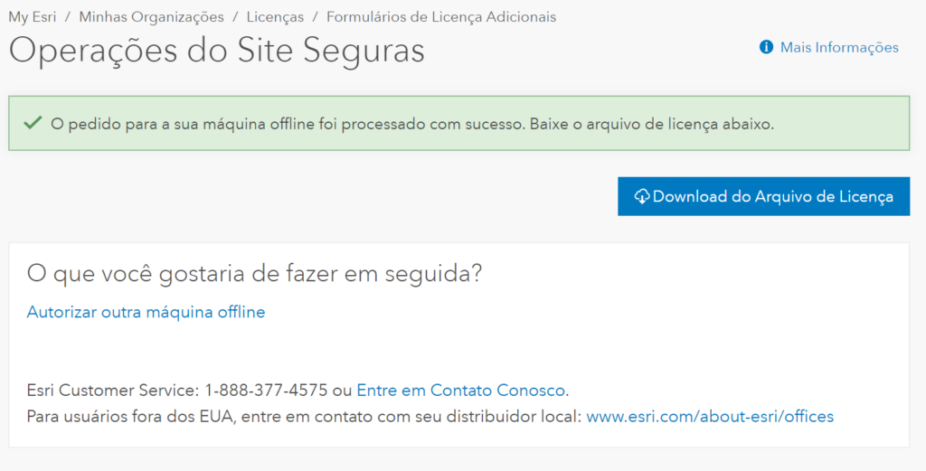 Autorização do ArcGIS Desktop Concurrent Use Offline