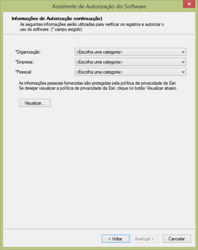 Autorização do ArcGIS Desktop Concurrent Use Online