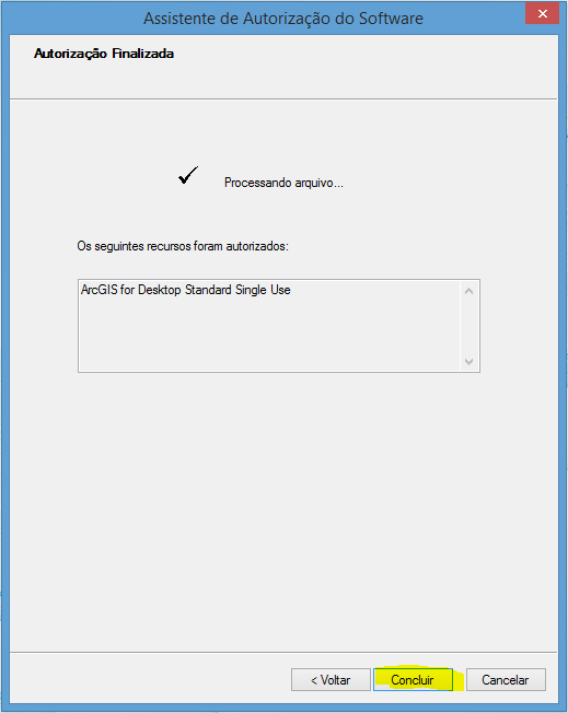 Autorização do ArcGIS Desktop Single Use Offline