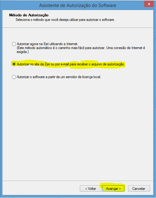 Autorização do ArcGIS Desktop Single Use Offline