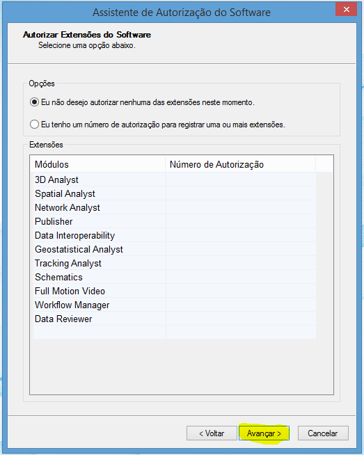 Autorização do ArcGIS Desktop Single Use Offline