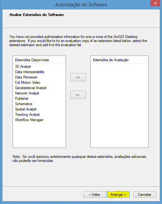 Autorização do ArcGIS Desktop Single Use Offline