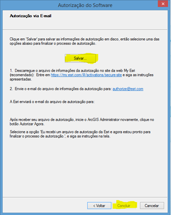 Autorização do ArcGIS Desktop Single Use Offline